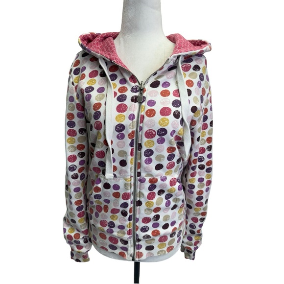Aero Reversible Full Zip Hoodie Pink Polka Dot Size M - Picture 2 of 10